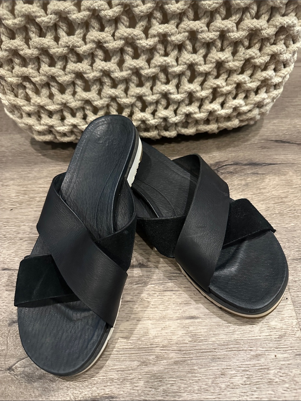 Ugg Women's Black Cross-Band Slide Sandals